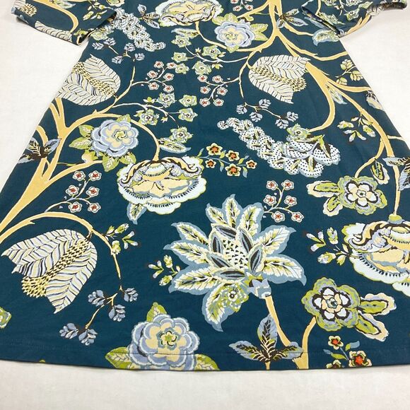 Spartina 449 1/4 Zip Shirt Dress Floral Botanical Shift 3/4 Sleeve Preppy Boho - Picture 2 of 11